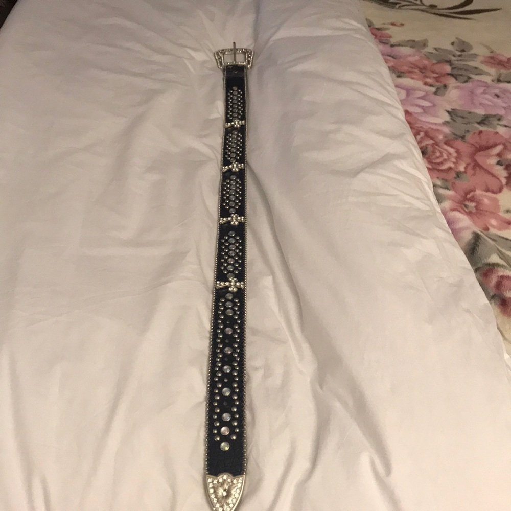 Real diamonds black belt with cross.